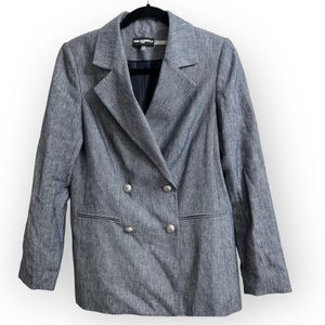 Karl Lagerfeld Paris Double Breasted Linen Blazer